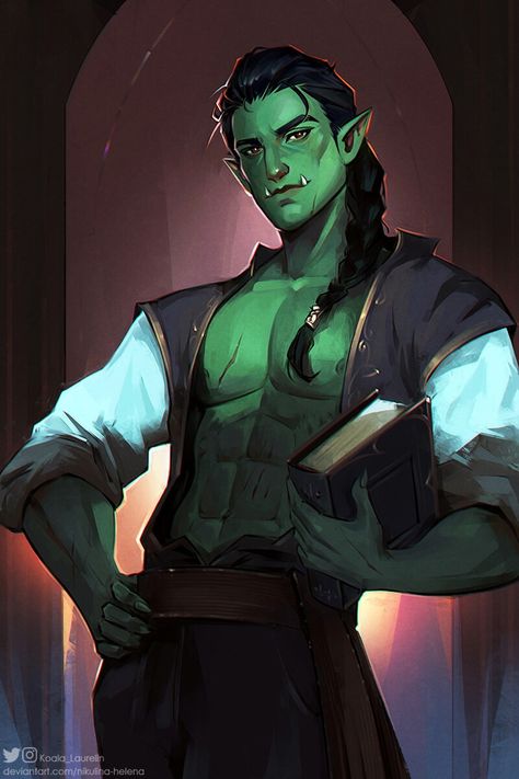 Half-orc Male, Dnd Orc, Skyrim Art, Half Orc, Dnd Races, Dungeons And Dragons Classes, Heroic Fantasy, Roleplay Characters, Fantasy Races