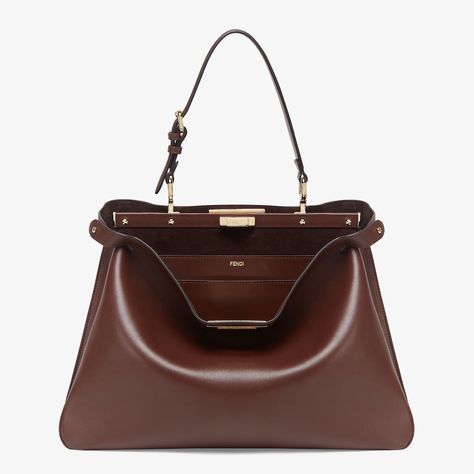 Fendi Peek A Boo Bag, Pen Portrait, Dark Brown Leather Bag, Fendi Peekaboo Bag, Peekaboo Bag, Blue Leather Bag, Dream Bags, Red Leather Bag, Fendi Peekaboo