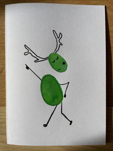 Easy Handmade Christmas Cards Simple, Homemade Cards Christmas, Cards For Kids To Make, Christmas Cards For Kids, Button Christmas Cards, Dancing Reindeer, Cartoon High, Christmas Cards Drawing, Funny Xmas Cards