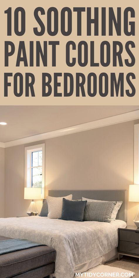 Discover the best paint colors for bedroom walls. These are relaxing paint colors to help turn your bedroom into a serene, soothing space that invites you to nap, dream and destress. These calming paint colors for bedrooms include blue, gray, neutral, dark gray etc. Colors For Bedroom Walls, Paint Colors For Bedroom, Soothing Bedroom Colors, Room Color Ideas Bedroom, Bedroom Wall Paint Colors, Relaxing Paint Colors, Colors For Bedroom, Soothing Paint Colors, Calming Paint Colors