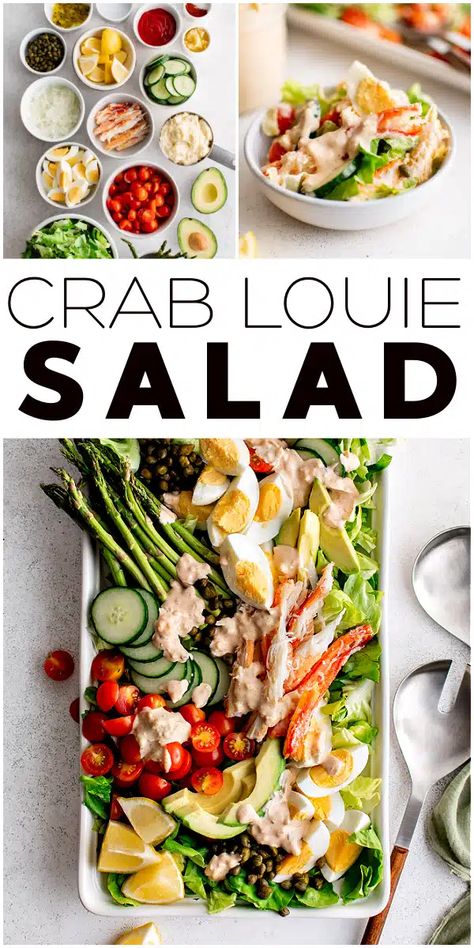 Crab Louie Salad Dressing, Crab Meat Salad Recipe, Crab Louie Salad, Main Course Salad, Homemade Thousand Island, Crab Meat Salad, Crab Louie, Homemade Thousand Island Dressing, Crab Salad Recipe