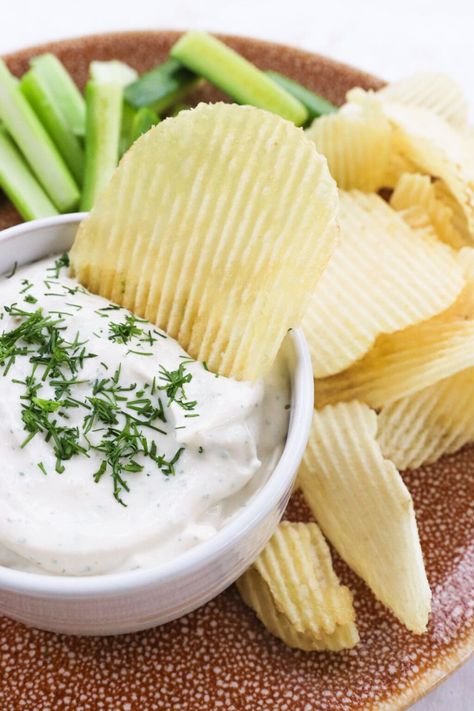 5-Minute French Onion Cottage Cheese Dip - Lindsay Pleskot, RD Cottage Cheese Dip, French Onion Dip Recipe, Homemade French Onion Dip, Chip Dip Recipes, Cottage Cheese Dips, Onion Dip Recipe, French Onion Dip, Classic Appetizers, Dip Recipes Easy