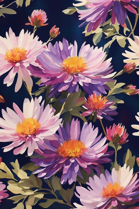 asters Painting Wallpaper, Beautiful Photo, Visual Art, Phone Wallpaper, Wonder, Wallpapers, Flowers, Quick Saves, Color