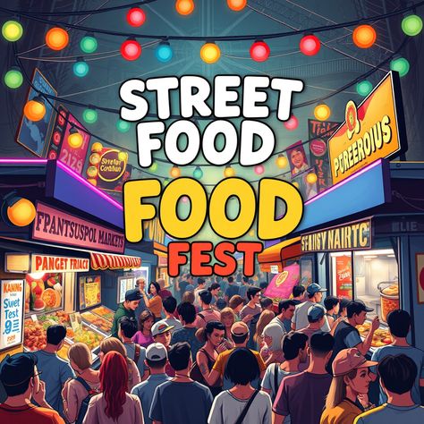 Street Food Festival  #StreetFood #FoodFestival #CulinaryDelights #art #poster Foodfest Poster, Journey Poster, Food Festival Poster, Festival Food, Food Fest, Art Street, Poster Ideas, Festival Posters, Food Poster