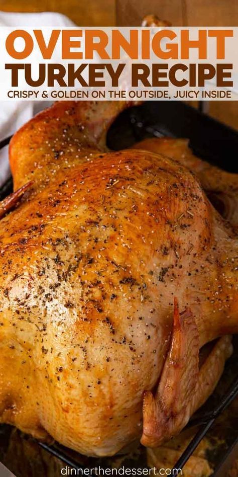 How to Cook a Roast Turkey Overnight with no basting needed! | #turkey #thanksgiving #christmas #holidays #dinner #dinnerthendessert Overnight Turkey Recipe, Overnight Turkey, Easter Entrees, Roast Turkey Recipes Thanksgiving, Turkey Injection, Turkey In Oven, Roast Turkey Recipes, Cooking A Roast, Oven Roasted Turkey