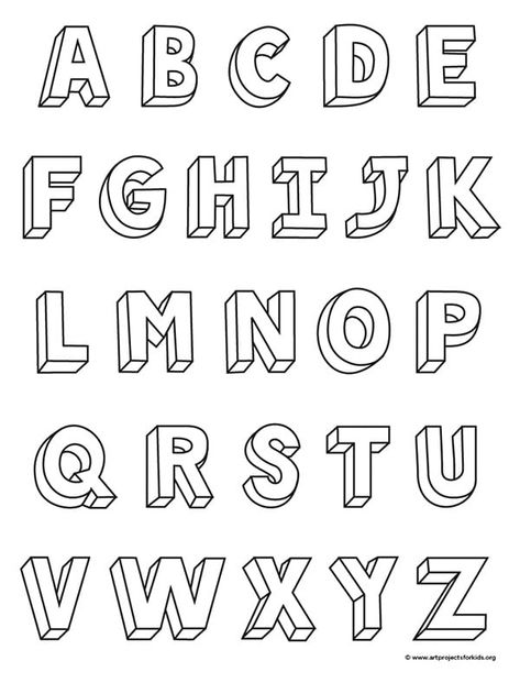 Draw 3d Letters, Block Letter Fonts, Hand Lettering Alphabet Fonts, Alfabet Font, Alphabet Drawing, Draw 3d, Tipografi 3d, Name Drawings, Lettering Styles Alphabet