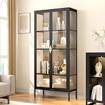 Trophy Display Case, Farmhouse Storage Cabinets, Cabinet With Glass Doors, Customizable Storage, Tall Storage Cabinet, Shelf For Living Room, Steel Storage Cabinets, Sensor Lights, Pantry Storage Cabinet