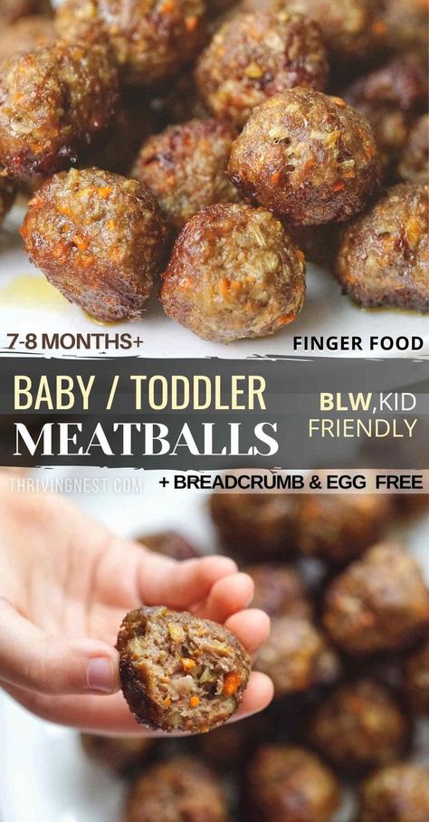 beef meatballs for baby Blw Recipes Dairy Free, Egg Free Lunches For Kids, Blw Meatballs Beef, Zucchini Tots For Baby, Blw No Egg, Blw Steak, Easy Lunches For 12 Month Old, Egg Free Blw, Baby Meatballs Beef