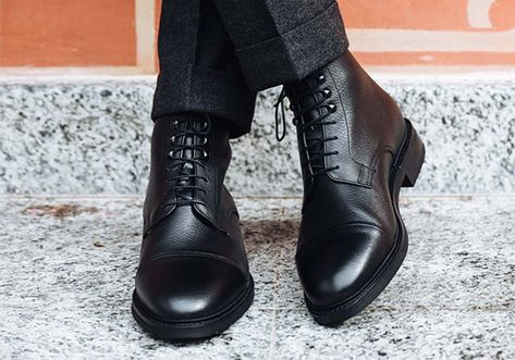 Derby Boots Men Outfit, Formal Boots Mens, Derby Shoes Outfit Men, Black Boots Men Outfit, Derby Shoes Outfit, Black Leather Boots Outfit, Black Brogue Boots, Mens Formal Boots, Dress Boots Men