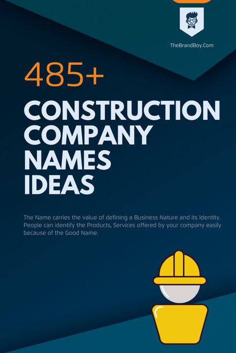 575+ Unique Construction Company Names Ideas - theBrandBoy.Com Construction Firm Names Ideas, Project Names Ideas Architecture, Architecture Company Name Ideas, Architecture Names Ideas, Real Estate Business Names Ideas, Name Company Ideas, Construction Names Ideas, Architect Firm Name Ideas, Civil Construction Logo Design