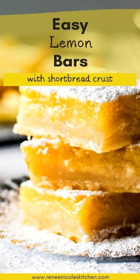 Make these easy lemon bars with a shortbread crust and a smooth lemon filling. Perfect for a quick dessert, this lemon bars recipe is great for anyone who loves lemon desserts. These lemon squares are a simple treat that you can whip up fast. They're a healthier option for a sweet craving and a hit for any summer party or brunch. Try this tasty dessert recipe today! #food #recipe Lemon Bars Ina Garten Recipe, Quick And Easy Lemon Bars, Ww Lemon Bars, Best Lemon Squares Recipe, Lemon Pie Filling Bars, Lemon Bars 8x8 Pan, Lemon Bars With Pie Filling, Lemon Squares With Shortbread Crust, Easy Lemon Bars Recipe