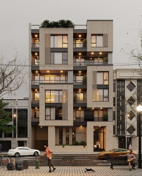 Modern Apartment Design Exterior Facades, Modern Condo Exterior, Small Apartment Building Exterior, Apartment Facade Design Modern, Facade Architecture House, Apartment Facade Design, Modern Building Facade, Commercial And Residential Building, Apartment Exterior Design