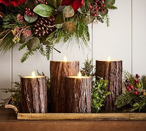 Premium Flickering Flameless Candle - Brown Bark Pottery Barn Christmas Decor, Pottery Barn Christmas, Wonderland Christmas, Small Fireplace, Flickering Lights, Tea Candles, Home Decor Sale, 2024 Christmas, Candle Flames