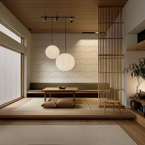 Japandi Tatami Room Japanese Scandinavian Interior, Japanese Zen Interior, Japandi Style Home, Interior Japanese Style, Japan Interior Design, Tatami Living Room, Japandi House, Shoji Screens, Japandi Home Decor