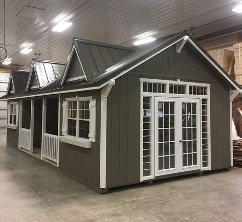 Farmhouse Shed Interior, Storage Building House Ideas, Large Storage Sheds Ideas Backyard, Luxury Shed House, Portable Shed Ideas, Shed Homes Interior Small Houses, Sheds To Homes, 16x52 Shed House Interior, Storage Buildings Ideas Sheds Backyards