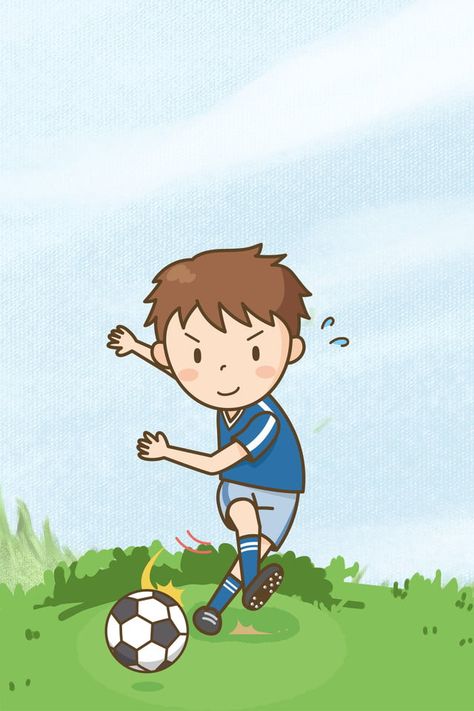 Football Cartoon Drawing, Kids Playing Football, Soccer Wallpaper, Soccer Backgrounds, Football Background, World Cup Football, Football Drawing, Training Football, Cup Football