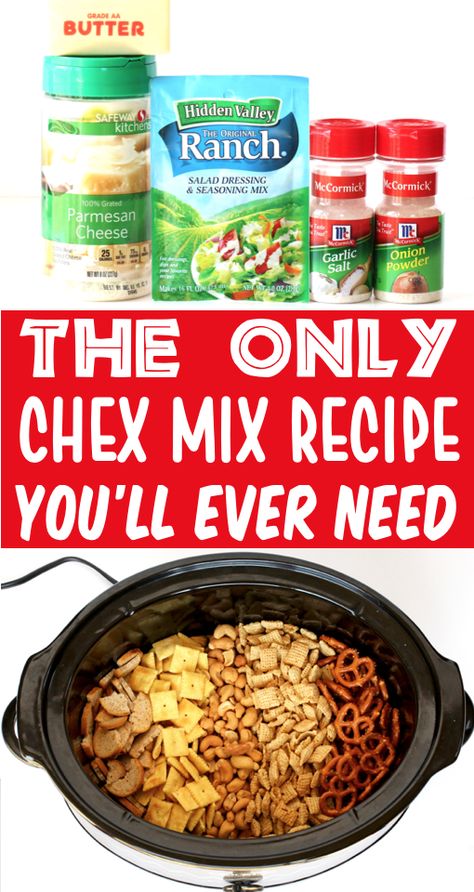 Chex Mix Recipes Crock Pot, Chex Mix Crock Pot, Ranch Chex Mix Recipes, Ranch Party, Parmesan Ranch, Homemade Chex Mix, Chex Mix Recipe, Ranch Mix, Chex Mix Recipes