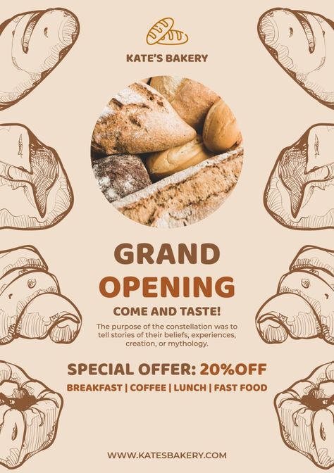 Bakery Flyer Design Templates, Bakery Posters Design, Bakery Opening Poster, Baking Poster Design, Baking Soon Poster, Bakery Advertising Ideas, Bakery Design Poster, Cookies Poster Design Ideas, Bakery Grand Opening Ideas