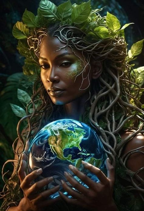 Mother Nature Fantasy Art, Earth Element Art, Gaia Goddess Art, Nature Goddess Art, Goddess Taurus, Gaia Art, Mama Gaia, Primordial Goddess, Mother Nature Goddess