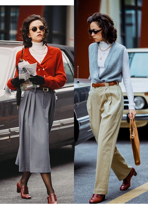 Office Outfits Women 30s, 60s Casual Fashion, Retro Outfits Party, 1950s Casual Outfits, Jazz Outfits Style Woman, Modern Retro Outfits, 1940s Shorts, 1950s Fashion Men, Store Sweatshirts