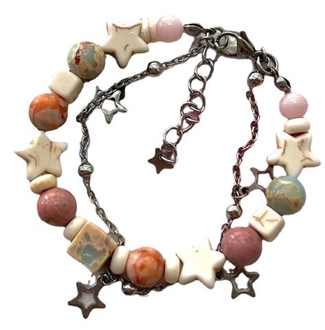 PRICES MAY VARY. Package: 1 pcs preppy cute charm star bracelets. Y2k Jewelry: The womens bracelet is designed in star shaped, adorable and beautiful. Match: The stone and star beaded-inspired elements of the punk bracelets make it the perfect accessory for summer fall winter outfits, from casual beachwear to dressy attire. Gift: Punk beaded bracelets will be the best choice on birthday, party, Halloween, New Year, Valentine's Day, Mother's Day, Thanksgiving Day, Christmas, Anniversary, Graduati Marauders Bracelet, Fairy Grunge Accessories, Outfit Shifting, Bracelets Kawaii, Bracelets Y2k, Fairycore Jewelry, Y2k Star, Grunge Accessories, Y2k Jewelry