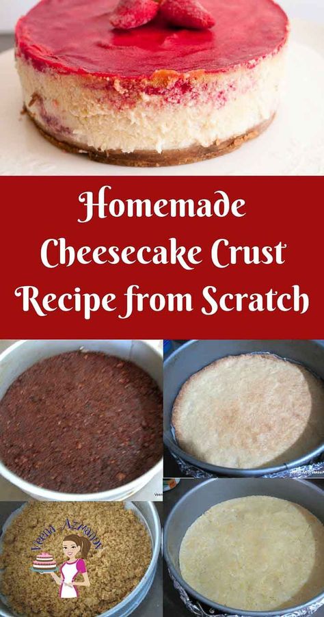 Different Cheesecake Crusts, Crusts For Cheesecakes, Best Cheesecake Crust Recipe, Best Cheesecake Crust, Cheesecake Base Crusts, Easy Baked Cheesecake Recipes Simple, Cheese Cakes Recipes Easy Homemade, Cheesecake With Cake Base, Cheesecake Crust Alternative