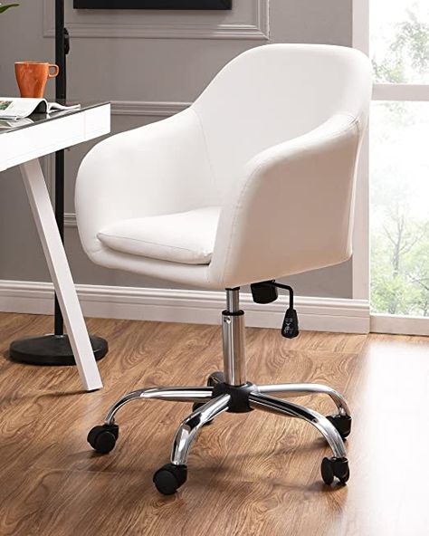 Girls Desk Chair, Bedroom Desk Chair, White Leather Office Chair, White Desk Chair, Modern Desk Chair, White Office Chair, Dekorasi Kamar Tidur, White Office, Bedroom Desk