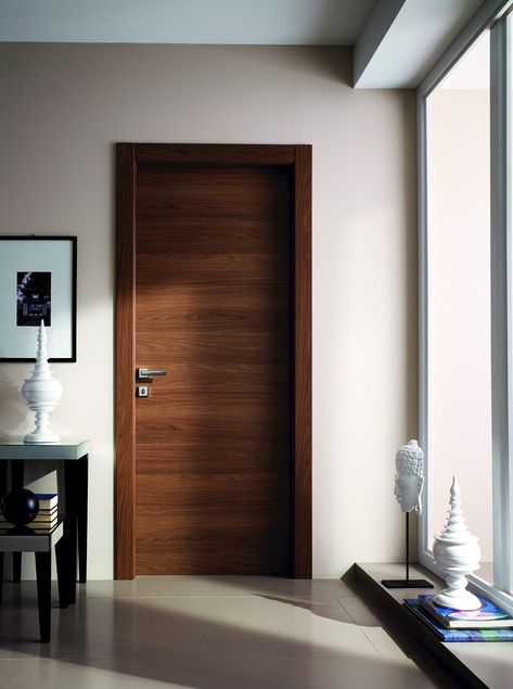 Laminate door with wood effect STILIA | Door by GIDEA_6 Contemporary Wood Doors Interior, Doors Room Modern, Wooden Door Room, Doors Wooden Interior, Wooden Door Window Design, Wooden Bathroom Doors, Modern Bathroom Doors Woods, Design Doors Wood, Room Door Sunmica Design