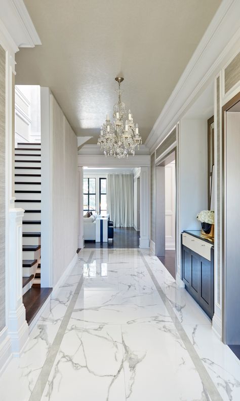 Tiled Hallway Modern, Floor Tile Patterns Layout, Marble Inlay Floor, Hallway Design Ideas, Marble Floor Pattern, Hall Tiles, Inlay Flooring, Hall Flooring, Tiled Hallway