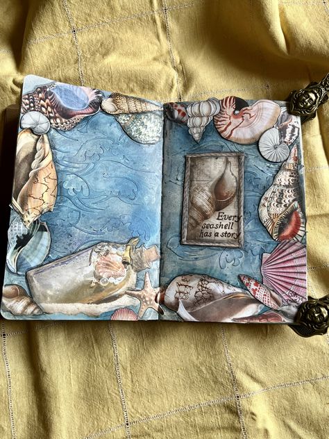 Ocean Themed Journal, Sea Sketchbook, Sea Journal, Textiles Gcse, Mood Board Fashion Inspiration, Sea Life Theme, Textiles Sketchbook, Scrapbook Letters, Calendar Book