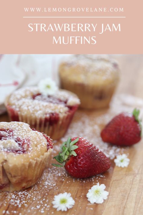 Recipes With Strawberry Preserves, Peach Jam Muffins, Strawberry Jam Dessert Recipes, Desserts With Strawberry Jam, Recipes With Strawberry Jam, Strawberry Jam Muffins Recipe, Jam Muffins Recipe, Strawberry Jam Muffins, Strawberry Jam Desserts