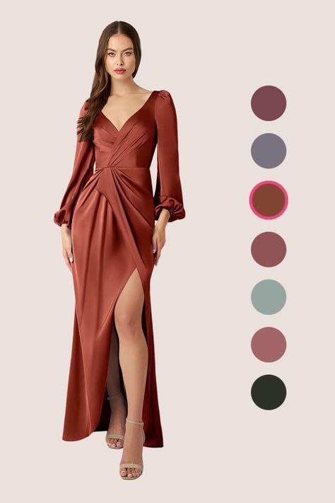 Fall Wedding Bridesmaids, Rust Bridesmaid Dress, Winter Bridesmaids, Winter Bridesmaid Dresses, Sweetheart Bridesmaids Dresses, Modern Bridesmaid, Satin Bridesmaid Dress, Stretch Satin Dress, Fall Bridesmaid Dresses