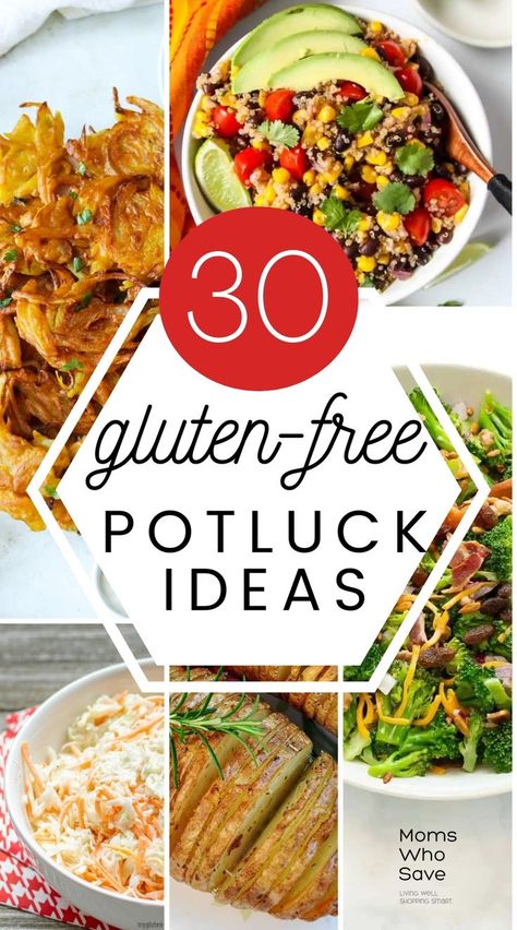 30 Easy Gluten-Free Potluck Ideas Potluck Ideas Gluten Free, Potluck Dinner Ideas, Breakfast Potluck Ideas, Gluten Free Potluck, Breakfast Potluck, Gluten Free Party Food, Gluten Free Party, Gluten Free Entrees, Gluten Free Bbq