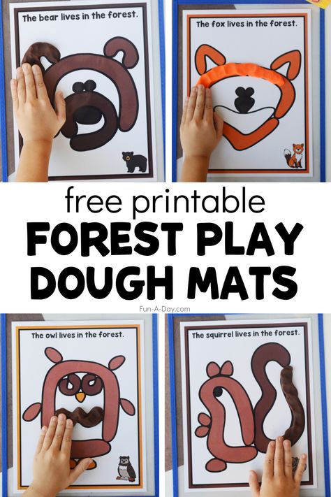 Click the Fun-A-Day.com link to get your copy of these forest animal playdough mats. Use them to practice fine motor skills during your next preschool, pre-k, or kindergarten forest theme. Hedgehog Playdough, Hedgehog Preschool Activities, Animal Playdough Mats, Animal Playdough, Animal Habitats Preschool, Nocturnal Animals Activities, Forest Animals Preschool, Hibernation Preschool, Woodland Activities