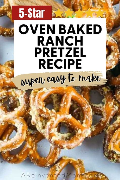 Deliciously crunchy, buttery and full of flavor – our baked ranch pretzel recipe is perfect for entertaining or anytime you’re craving a savory snack. And this irresistible recipe is made with just 3 simple ingredients! 3 Ingredient Pretzels, Spiced Pretzels Ranch, Ranch Pretzels Hidden Valley Baked, Ranch Dressing Pretzels Recipe, Ranch Flavored Pretzels, Onion Pretzels Lipton, Savory Pretzel Snacks, Ranch Pretzels With Popcorn Oil, Coated Pretzel Recipes