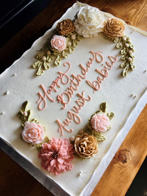 Rectangle Bridal Shower Cake, Sheet Cake Floral Design, Rustic Wedding Sheet Cake Ideas, Bridal Sheet Cake, 90 Birthday Sheet Cake, Simple Cake Designs Rectangle, Happy Birthday Sheet Cakes For Women, Flower Rectangle Cake, Celebration Sheet Cakes Ideas