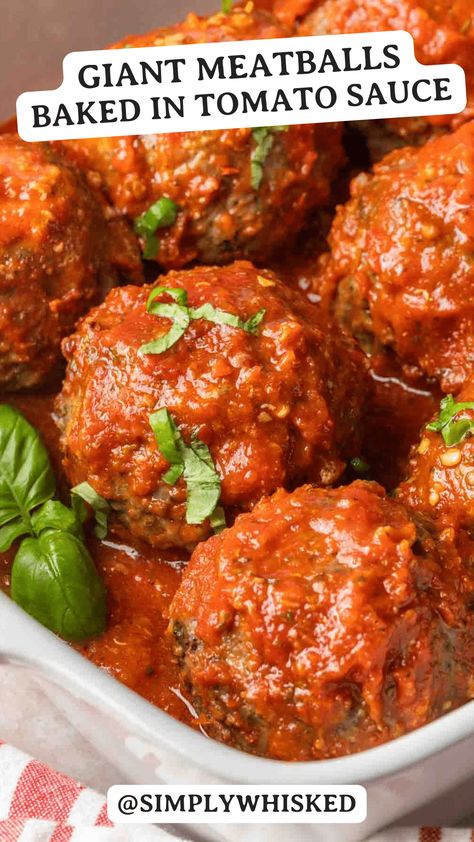 Big Meatballs Recipe, Meatballs And Tomato Gravy, Meatballs Baked In Sauce, Meatball Red Sauce Recipes, Meatballs Main Dish, Meatballs With Red Sauce, Meatballs And Tomato Sauce, Meatballs And Red Sauce, Red Sauce For Meatballs