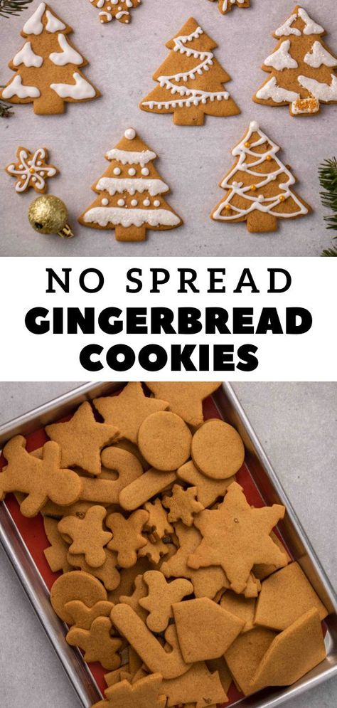 No Spread Gingerbread Cookies, Easy Gingerbread Cookies, Best Gingerbread Cookies, Easy Gingerbread, Gingerbread Cookies Decorated, Cookie Decoration, Ginger Bread Cookies Recipe, Gingerbread Recipe, Xmas Cookies