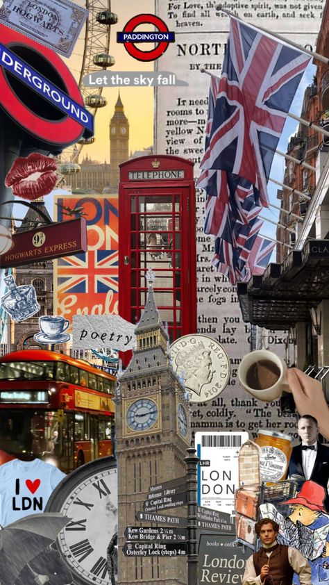 London Aesthetic Collage, London Wallpaper, London Vibes, London Dreams, London Aesthetic, London Landmarks, Hogwarts Express, Aesthetic Collage, London England