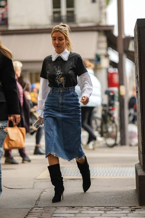 Boho Mode, Denim Skirt Outfits, Looks Street Style, Style Mistakes, Fashion Mode, Mode Inspiration, Outfit Casual, Looks Vintage, Look Chic