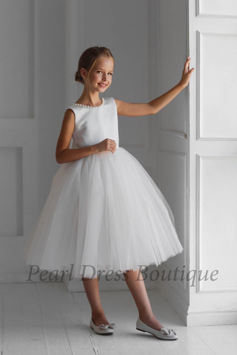 Ivory Satin dress, White Flower Girl dress,First Birthday dress,Ivory Girl Dress,Princess dress,Toddler party dress, Dress with pearls Satin Dress White, Mini Bride, Ivory Satin Dress, Ivory Girls Dress, White Flower Girl Dress, Dress With Pearls, First Birthday Dress, Satin Flower Girl Dress, Toddler Party Dress