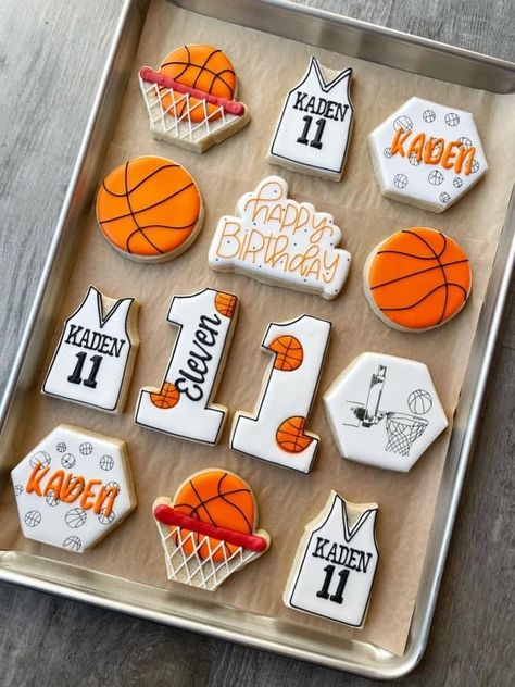 Basketball Birthday Cake, Basketball Themed Birthday Party, Basketball Theme Birthday, Basketball Cookies, Basketball Theme Party, Basketball Cake, Basketball Birthday Parties, Sports Theme Birthday, Sports Birthday Party