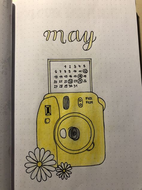 Polaroid Camera Aesthetic Drawing, How To Draw A Polaroid Camera, Aesthetic Camera Drawing, Yellow Theme Journal Ideas, Camera Bullet Journal, Polaroid Camera Doodle, Camera Aesthetic Drawing, Polaroid Camera Drawing, Polaroid Journal