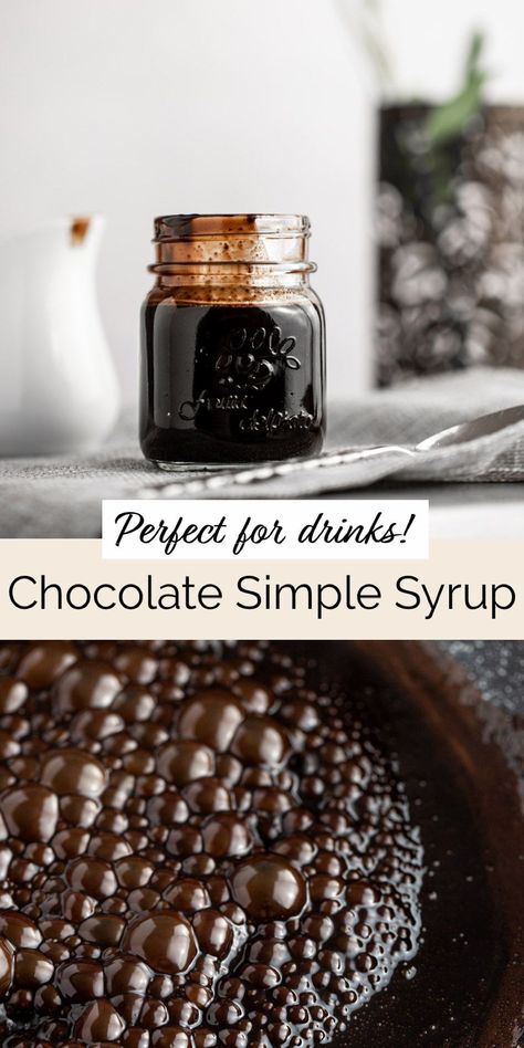 Chocolate Simple Syrup, Homemade Coffee Syrup, Chocolate Syrup Recipes, Simple Syrup Recipe, Coffee Creamer Recipe, Drink Syrups, Chocolate Cocktails, Creamer Recipe, Simple Syrup Recipes