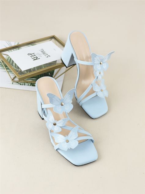 Baby Blue Shoes, Baby Blue Heels, Butterfly Heels, Sole Sisters, Butterfly Shoes, Fancy Heels, Fairy Shoes, Blue High Heels, Blue Wedding Shoes