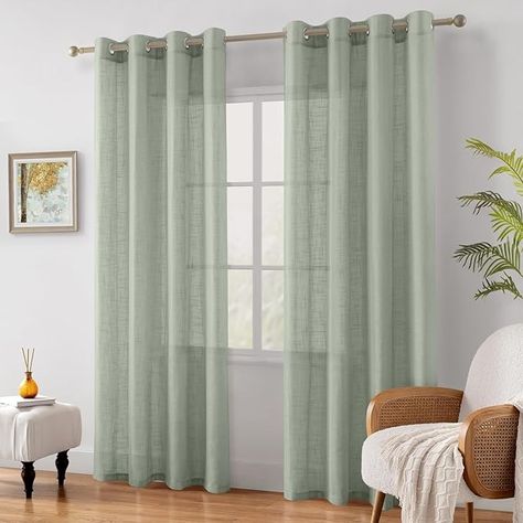 Amazon.com: HOMEIDEAS Sage Green Linen Sheer Curtains 84 Inches Long 2 Panels Textured Semi Sheer Curtains Farmhouse Curtains Sheer Privacy Window Curtains for Bedroom Living Room : Home & Kitchen Linen Sheer Curtains, Semi Sheer Curtains, Curtains Farmhouse, Curtains Sheer, Sheer Linen Curtains, Privacy Window, Farmhouse Curtains, Curtains For Bedroom, Window Privacy