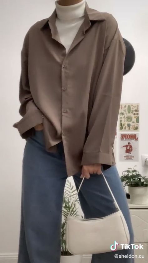 Brown Shirt Outfit Hijab, Hijab Fashion Inspiration, Swaggy Outfits, Mode Inspo, Kpop Fashion Outfits, 가을 패션, Korean Outfits, Kpop Fashion, Retro Outfits