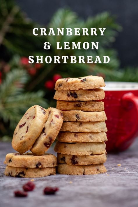 Gourmet Shortbread Cookies, Lemon Cranberry Shortbread Cookies, Lemon Cranberry Sugar Cookies, Cranberry Lemon Cookies, Cranberry Shortbread Cookies, Cranberry Bites, Lemon Cranberry, Cranberry Cookies Recipes, Lemon Shortbread