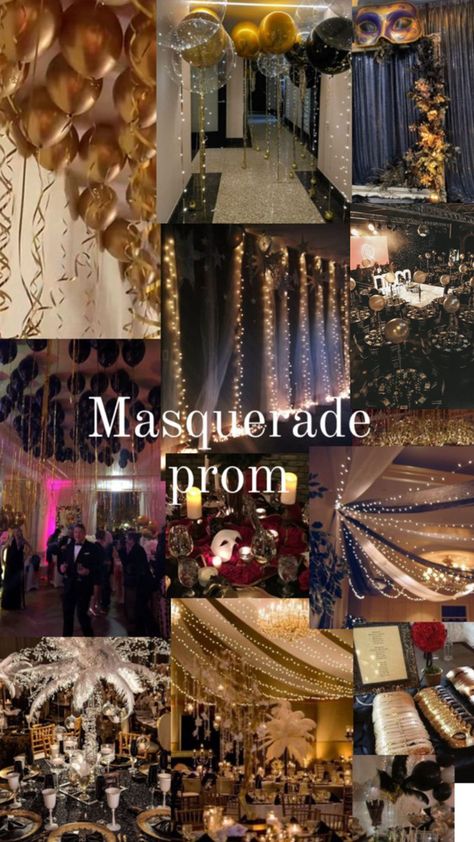 Prom Ideas Activities, School Masquerade Ball, Masquerade School Dance Decorations, Mascarade School Dance, Prom Wedding Theme, School Formal Decorations Ideas, Masquarede Ball Prom, Cotillion Themes, Prom Ideas Theme Masquerade