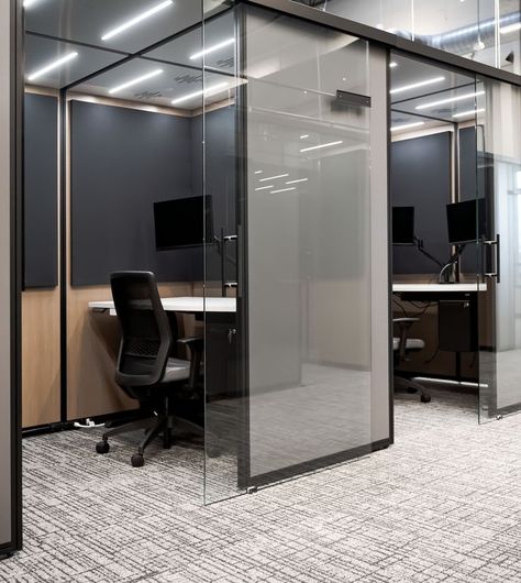 prefabricated custom office workspace from cubicall Office Ceiling Design, Work Cubicle, Office Design Inspiration, Office Interior Design Modern, Modular Office, Office Pods, Office Remodel, Office Space Design, Modern Office Design